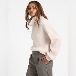 Banana Republic WAFFLE-KNIT TURTLENECK SWEATSHIRT - Ecru White